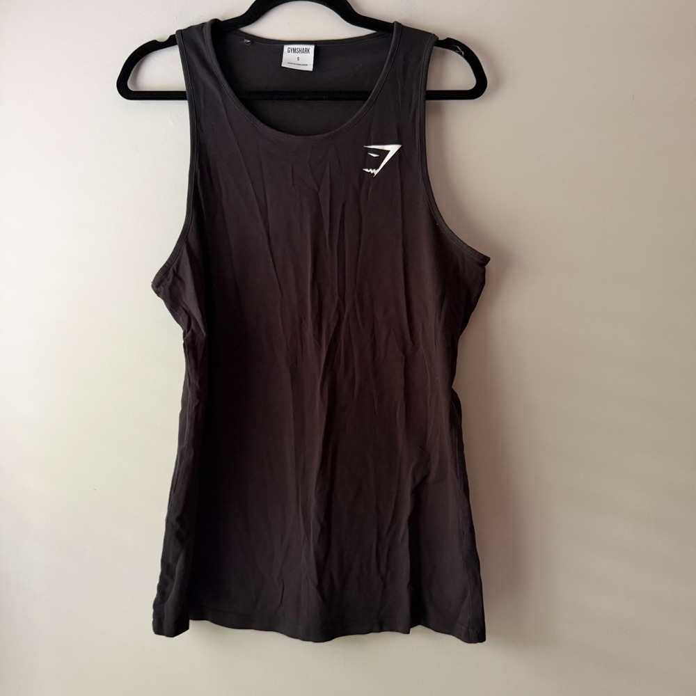 Gymshark Tank Top Mens Small Black Good GMTK3251-BK Athletic Logo Workout